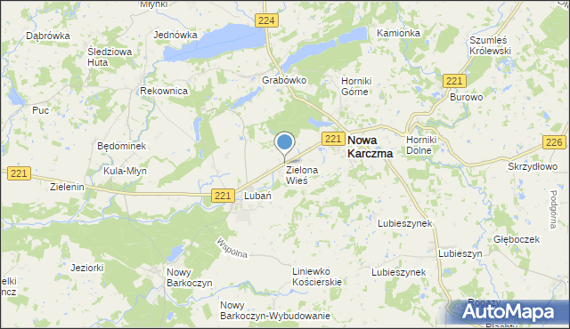 mapa Zielona Wieś, Zielona Wieś gmina Nowa Karczma na mapie Targeo